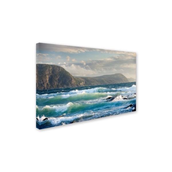 Mike Jones Photo 'Newfoundland Sunset Surf' Canvas Art,22x32